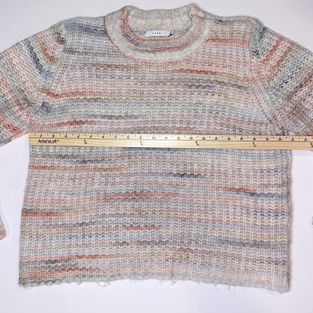 Lush Multicolor Knit Women's Crew Neck Sweater Medium - Picture 7 of 11